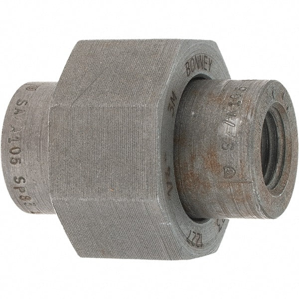 Made in USA - Size 1/4", Class 3,000, Forged Carbon Steel Black Pipe Union - 3,000 psi, Threaded End Connection - Exact Tooling