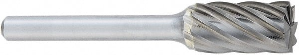 OSG - 1/2" Cut Diam, 1/4" Shank Diam, Cylinder Head Fluted Cut Burr - Carbide, Flat End, 1" LOC, 2" OAL - Exact Tooling