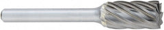 OSG - 5/8" Cut Diam, 1/4" Shank Diam, Cylinder Head Fluted Cut Burr - Carbide, Flat End, 1" LOC, 2" OAL - Exact Tooling