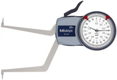 Mitutoyo - 3.2 to 4" Inside Dial Caliper Gage - 0.0005" Graduation, 0.0015" Accuracy, 3.3" Leg Length, 0.31" Deep x 0.06" Wide Groove, Ball Contact Points - Exact Tooling