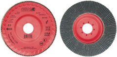 Camel Grinding Wheels - 80 Grit, 5" Disc Diam, 7/8" Center Hole, Type 27 Zirconia Alumina Flap Disc - 12,200 Max RPM, Poly Cotton Backing, Arbor Attaching System, Coated - Exact Tooling