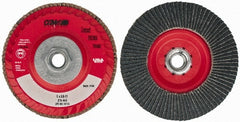 Camel Grinding Wheels - 60 Grit, 5" Disc Diam, 5/8-11 Center Hole, Type 27 Zirconia Alumina Flap Disc - 12,200 Max RPM, Poly Cotton Backing, Arbor Attaching System, Coated - Exact Tooling