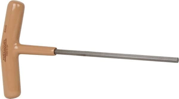 Paramount - 4mm Hex, T-Handle Cushion Grip, Hex Key - 6" OAL, Steel, Metric System of Measurement - Exact Tooling