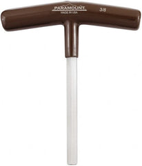 Paramount - 3/8" Hex, T-Handle Cushion Grip, Hex Key - 6" OAL, Steel, Inch System of Measurement - Exact Tooling
