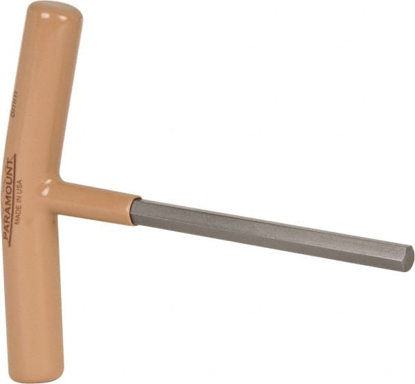 Paramount - 8mm Hex, T-Handle Cushion Grip, Hex Key - 6" OAL, Steel, Metric System of Measurement - Exact Tooling