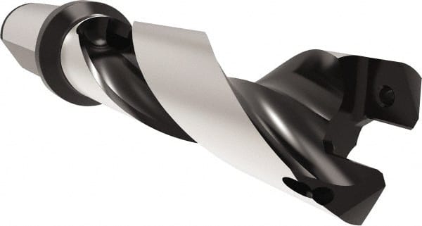 Allied Machine and Engineering - Series 24, 24 to 25.99mm Diam, 25mm Diam Straight Shank with Flange, Helical Flute Spade Drill - 78mm Max Depth, 113.8mm Body Length, 169.8mm OAL, Standard Length, Through Coolant - Exact Tooling