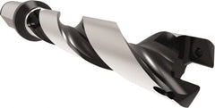 Allied Machine and Engineering - Series 24, 24 to 25.99mm Diam, 25mm Diam Straight Shank with Flange, Helical Flute Spade Drill - 129.9mm Max Depth, 165.8mm Body Length, 221.8mm OAL, Standard Length, Through Coolant - Exact Tooling