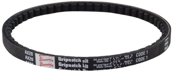 Browning - Section AX, 1/2" Wide, 59" Outside Length, Gripnotch V-Belt - Rubber Compound, Gripnotch, No. AX57 - Exact Tooling