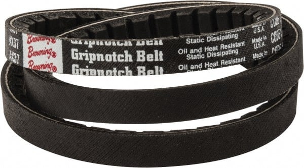 Browning - Section AX, 1/2" Wide, 39" Outside Length, Gripnotch V-Belt - Rubber Compound, Gripnotch, No. AX37 - Exact Tooling