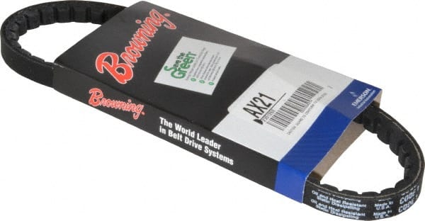 Browning - Section AX, 1/2" Wide, 23" Outside Length, Gripnotch V-Belt - Rubber Compound, Gripnotch, No. AX21 - Exact Tooling