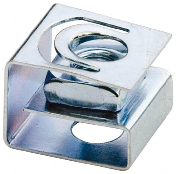 Made in USA - M5x0.80 Screw, 1.78 to 2.03mm Thick, Spring Steel G Nut Retainer - 9/32" Center Edge, Zinc-Plated Finish - Exact Tooling