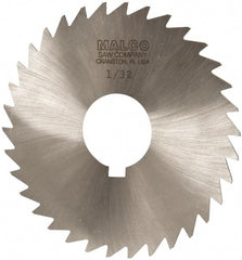 Made in USA - 3-1/2" Diam x 1/32" Blade Thickness x 1" Arbor Hole Diam, 34 Tooth Slitting and Slotting Saw - Arbor Connection, Right Hand, Uncoated, High Speed Steel, Concave Ground, Contains Keyway - Exact Tooling