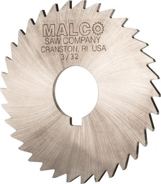 Made in USA - 3-1/2" Diam x 3/32" Blade Thickness x 1" Arbor Hole Diam, 34 Tooth Slitting and Slotting Saw - Arbor Connection, Right Hand, Uncoated, High Speed Steel, Concave Ground, Contains Keyway - Exact Tooling