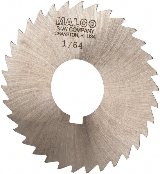 Made in USA - 3" Diam x 1/64" Blade Thickness x 1" Arbor Hole Diam, 34 Tooth Slitting and Slotting Saw - Arbor Connection, Right Hand, Uncoated, High Speed Steel, Concave Ground, Contains Keyway - Exact Tooling