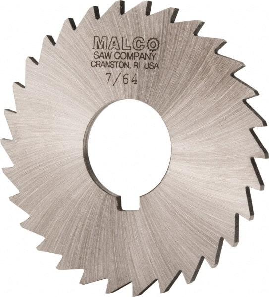 Made in USA - 3" Diam x 7/64" Blade Thickness x 1" Arbor Hole Diam, 30 Tooth Slitting and Slotting Saw - Arbor Connection, Right Hand, Uncoated, High Speed Steel, Concave Ground, Contains Keyway - Exact Tooling