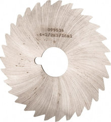 Made in USA - 4-1/2" Diam x 1/16" Blade Thickness x 1" Arbor Hole Diam, 40 Tooth Slitting and Slotting Saw - Arbor Connection, Right Hand, Uncoated, High Speed Steel, Concave Ground, Contains Keyway - Exact Tooling
