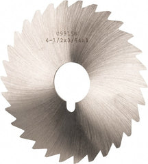 Made in USA - 4-1/2" Diam x 3/64" Blade Thickness x 1" Arbor Hole Diam, 36 Tooth Slitting and Slotting Saw - Arbor Connection, Right Hand, Uncoated, High Speed Steel, Concave Ground, Contains Keyway - Exact Tooling
