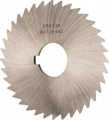Made in USA - 4" Diam x 7/64" Blade Thickness x 1" Arbor Hole Diam, 36 Tooth Slitting and Slotting Saw - Arbor Connection, Right Hand, Uncoated, High Speed Steel, Concave Ground, Contains Keyway - Exact Tooling
