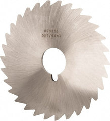 Made in USA - 5" Diam x 7/64" Blade Thickness x 1" Arbor Hole Diam, 40 Tooth Slitting and Slotting Saw - Arbor Connection, Right Hand, Uncoated, High Speed Steel, Concave Ground, Contains Keyway - Exact Tooling