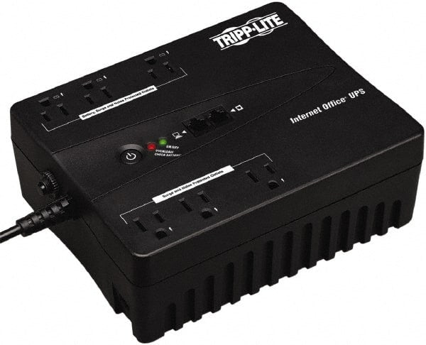 Tripp-Lite - 15 Amp, 350 VA, Flat Pack Mount Standby Backup Uninterruptible Power Supply - Backup 3 min with Full Load & 10 min with Half Load, 120 VAC Input & Output, 180 Watt Output, 1 Phases, 6 Outlets - Exact Tooling