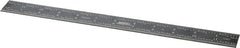 SPI - 12" Long, 1/100, 1/64, 1/32, 1/10" Graduation, Rigid Steel Rule - 5R Graduation Style, 1" Wide, Black, Black Chrome Finish - Exact Tooling