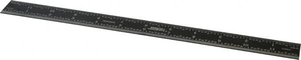 SPI - 12" Long, 1/64, 1/32" and 0.5, 1mm Graduation, Rigid Steel Rule - English/Metric Graduation Style, 1" Wide, Black, Black Chrome Finish - Exact Tooling
