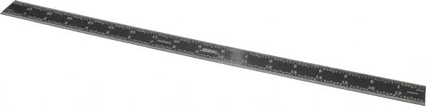 SPI - 18" Long, 1/64, 1/32" and 0.5, 1mm Graduation, Rigid Steel Rule - English/Metric Graduation Style, 1-1/8" Wide, Black, Black Chrome Finish - Exact Tooling