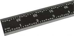 SPI - 24" Long, 1/64, 1/50, 1/32, 1/10" Graduation, Rigid Steel Rule - 3R Graduation Style, 1-1/8" Wide, Black, Black Chrome Finish - Exact Tooling
