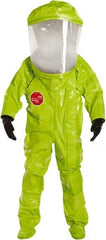 Dupont - Size XL, High Visibility Lime, Chemical, Disposable Encapsulated Suit - Attached Hood, Elastic Ankle, Elastic Wrist - Exact Tooling