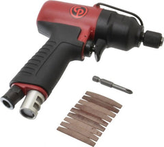 Chicago Pneumatic - 1/4" Bit Holder, 5,600 RPM, Pistol Grip Handle Air Screwdriver - 4.4 to 30 Ft/Lb Torque, 1/4 NPT Inlet, 6.8 CFM - Exact Tooling