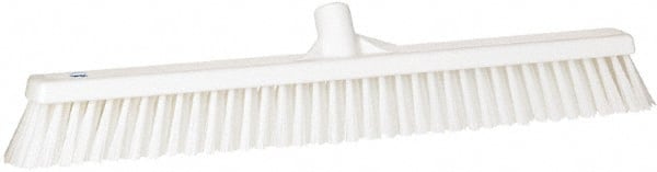 Vikan - 24" Combo Duty Synthetic Push Broom - 2" Bristle Length, Plastic Block, European Threaded Handle Connection - Exact Tooling