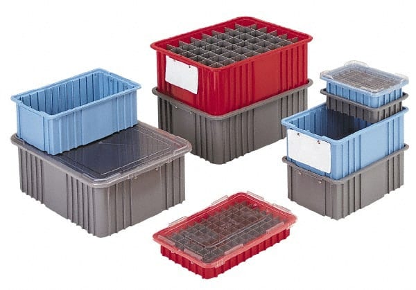 LEWISBins+ - 0.59 Cu Ft, 40 Lb Load Capacity Red Polyethylene Dividable Container - Stacking, 16-1/2" Long x 10.9" Wide x 8" High - Exact Tooling
