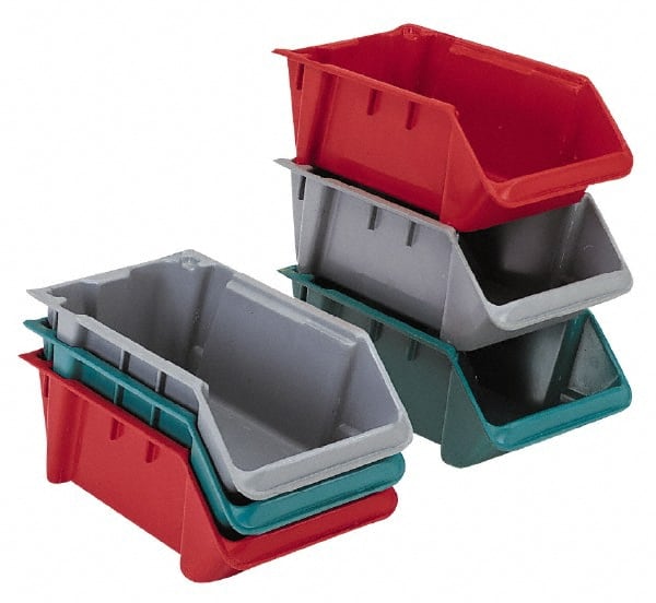 LEWISBins+ - 500 Lb. Load Capacity, 24-1/8" Deep, Red Polyethylene Hopper Stacking Bin - 8" High x 16-1/4" Wide x 24-1/8" Long - Exact Tooling