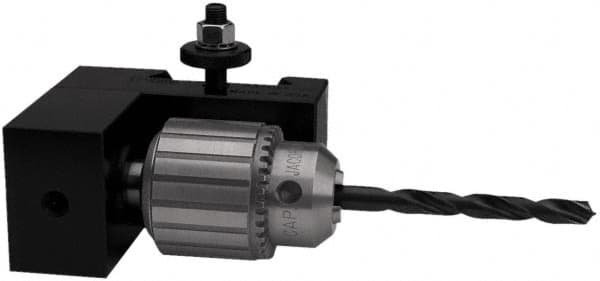 Dorian Tool - Series AXA, #35 Dovetail Drill Chuck Tool Post Holder - 300mm & Under Lathe Swing, 2" OAH x 4.18" OAL, 1/2" Max Tool Cutting Size, 1-1/4" Centerline Height - Exact Tooling