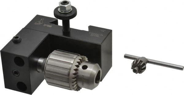 Dorian Tool - Series CXA, #35 Dovetail Drill Chuck Tool Post Holder - 350 to 430mm Lathe Swing, 2-1/4" OAH x 4.67" OAL, 1/2" Max Tool Cutting Size, 1-5/8" Centerline Height - Exact Tooling