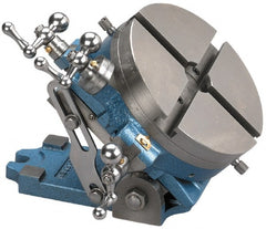 Palmgren - 10" Table Diam, Cross Slide Tilting Cross Slide Rotary Machining Table - 5-3/4" Centerline Height, 1-5/8" Bore Diam, 5/8" T-Slot Width - Exact Tooling