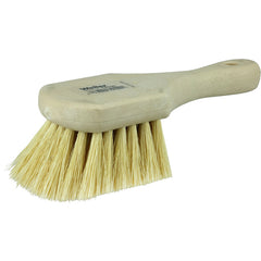 8″ Utility Scrub Brush, White Tampico Fill, Short Handle, Foam Block - Exact Tooling