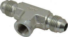 Parker - 5/16" Tube OD, 37° Steel Flared Tube Female Branch Tee - 1/8 NPTF, Flare x FNPTF Ends - Exact Tooling