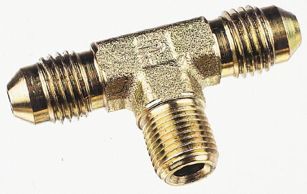 Parker - 5/16" Tube OD, 37° Steel Flared Tube Male Branch Tee - 1/8 NPTF, Flare x MNPTF Ends - Exact Tooling