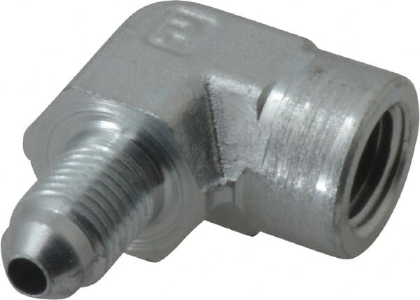 Parker - 1/4" Tube OD, 37° Steel Flared Tube Female Elbow - 1/4 NPTF, Flare x FNPTF Ends - Exact Tooling