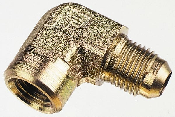 Parker - 3/8" Tube OD, 37° Steel Flared Tube Female Elbow - 1/8 NPTF, Flare x FNPTF Ends - Exact Tooling