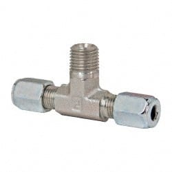 Parker - Metal Flareless Bite Tube Male Branch Tee - 1/4 NPTF - Exact Tooling