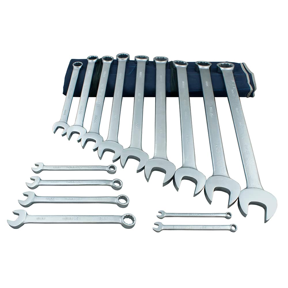 Martin Tools - 15 Pc, 7 - 32mm, 6, 12-Point Metric Combination Wrench Set - Exact Tooling