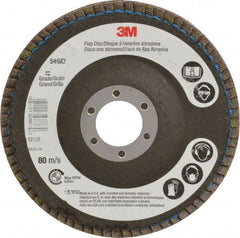 3M - 40 Grit, 4-1/2" Disc Diam, 7/8 Center Hole, Type 29 Zirconia Alumina Flap Disc - Cloth Backing, Arbor Attaching System, Coated - Exact Tooling