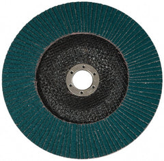 3M - 120 Grit, 7" Disc Diam, 7/8" Center Hole, Type 27 Zirconia Alumina Flap Disc - Cloth Backing, Arbor Attaching System, Coated - Exact Tooling