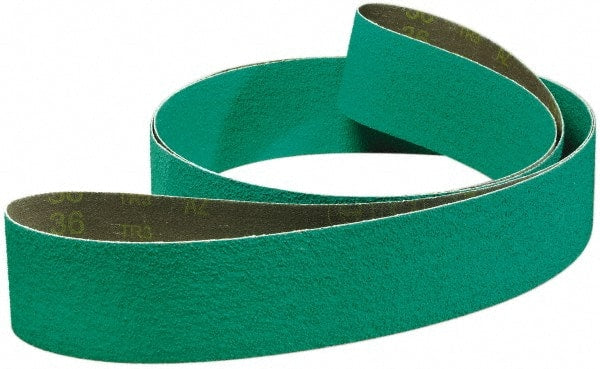 3M - 3" Wide x 132" OAL, 60 Grit, Zirconia Alumina Abrasive Belt - Zirconia Alumina, Medium, Coated, YF Weighted Cloth Backing, Series 577F - Exact Tooling