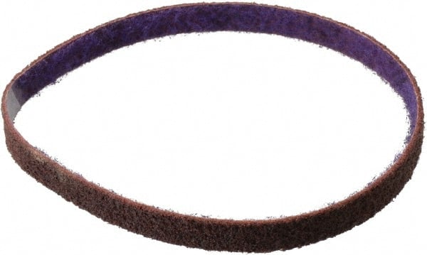 3M - 1/2" Wide x 18" OAL, Aluminum Oxide Abrasive Belt - Aluminum Oxide, Medium, Nonwoven, Series DF-BL - Exact Tooling