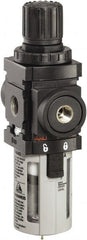 ARO/Ingersoll-Rand - 1/8" NPT Port Miniature 1 Piece Filter/Regulator FRL Unit - Polycarbonate Bowl, 43 SCFM, 150 Max psi, 6.2" High x 1.575" Long, Manual Drain - Exact Tooling