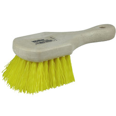 8″ Utility Scrub Brush, Yellow Polypropylene Fill, Short Handle, Foam Block - Exact Tooling