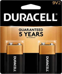 Duracell - Size 9V, Alkaline, 2 Pack, Standard Battery - 9 Volts, Snap Terminal - Exact Tooling